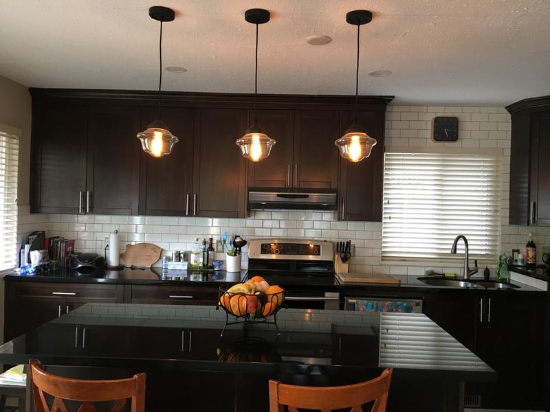 Pendants over island