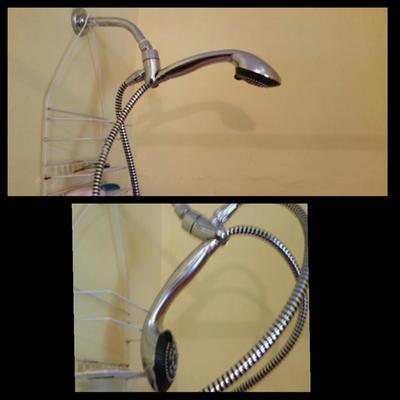 Terrible Angle of shower head & non-functional ball joint. Only could get wet by flipping upside down