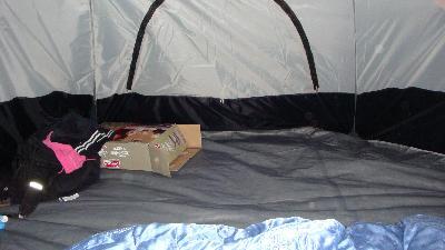 space at end of mattress..about 2-3 feet, also there was 2 feet next to us