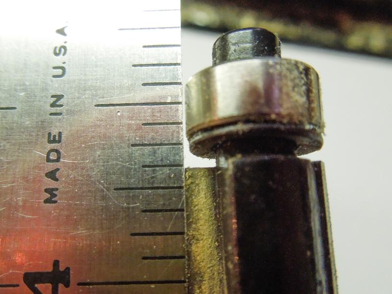 Cutting edge projects past the bearing on defective Mastercraft flush trim router bit.
