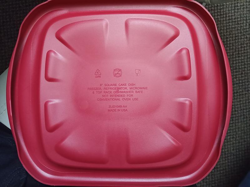 Back of the lid with "Not intended for conventional oven use" warning.