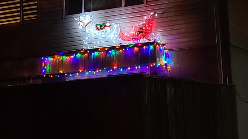 The C6 multicolored lights are held up with the Noma clips.