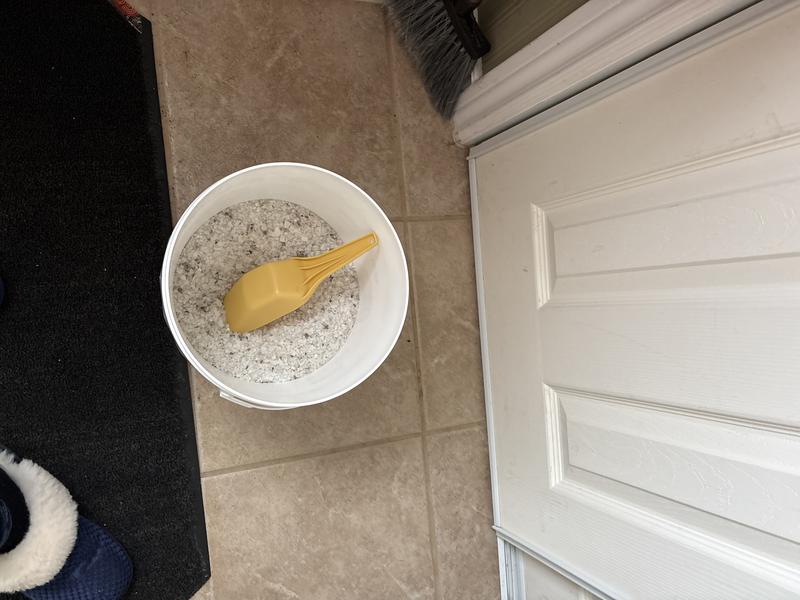 I put my salt in the pail with scoop