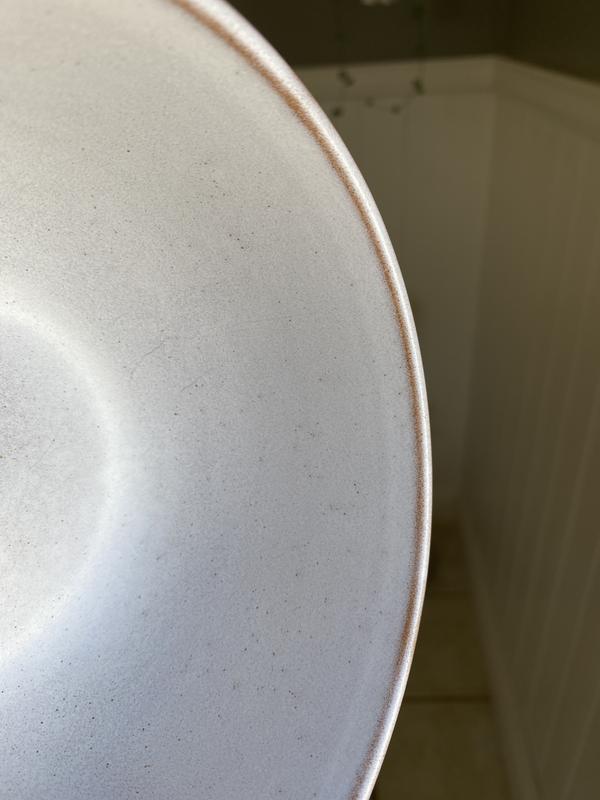 One of the bowls showing the minimal utensil marks, but I have not yet attempted to remove them.