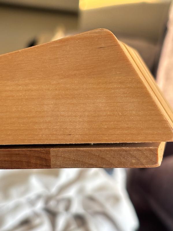 Close-up of the separated top panel