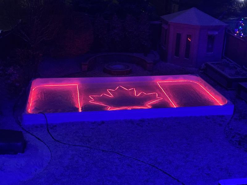 My Canadian Flag rink with Noma LED lights