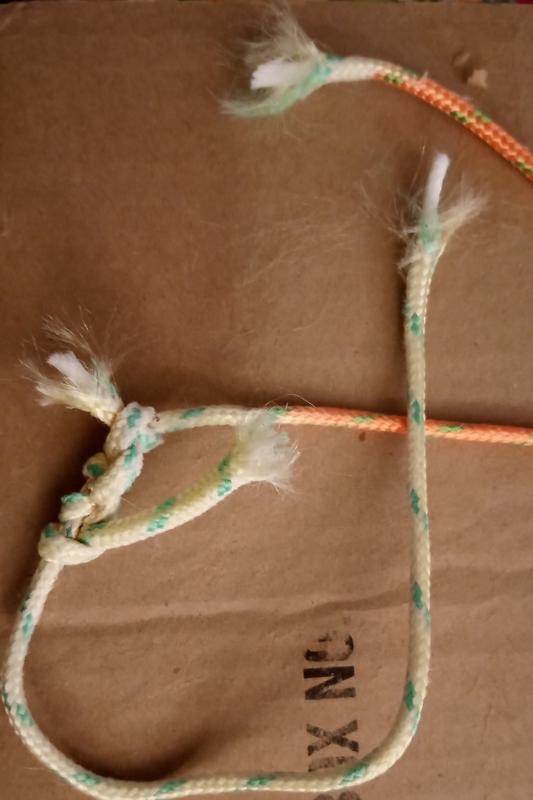 Degraded, broken rope