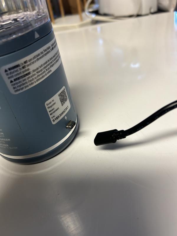 Broken charging cord with metal part stick in blender!