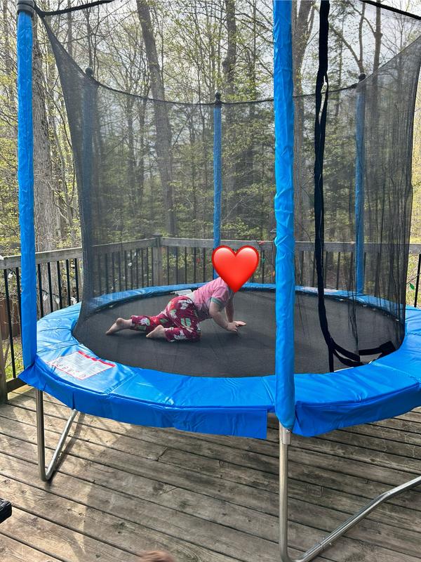 JumpTek Outdoor Round Trampoline with Safety Enclosure, 8ft, Easy