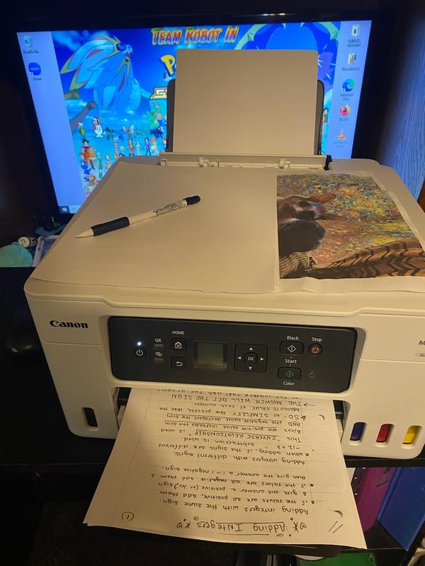 Front of printer, top load paper