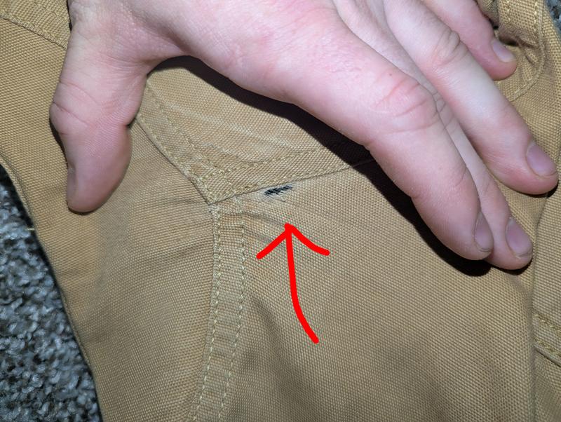 Single hole in groin area after less than 60 wears