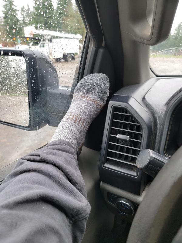 Carhartt socks soaked by carhartt boots.