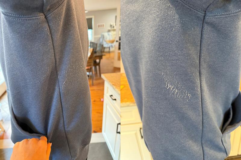 Material wearing on side under arms.