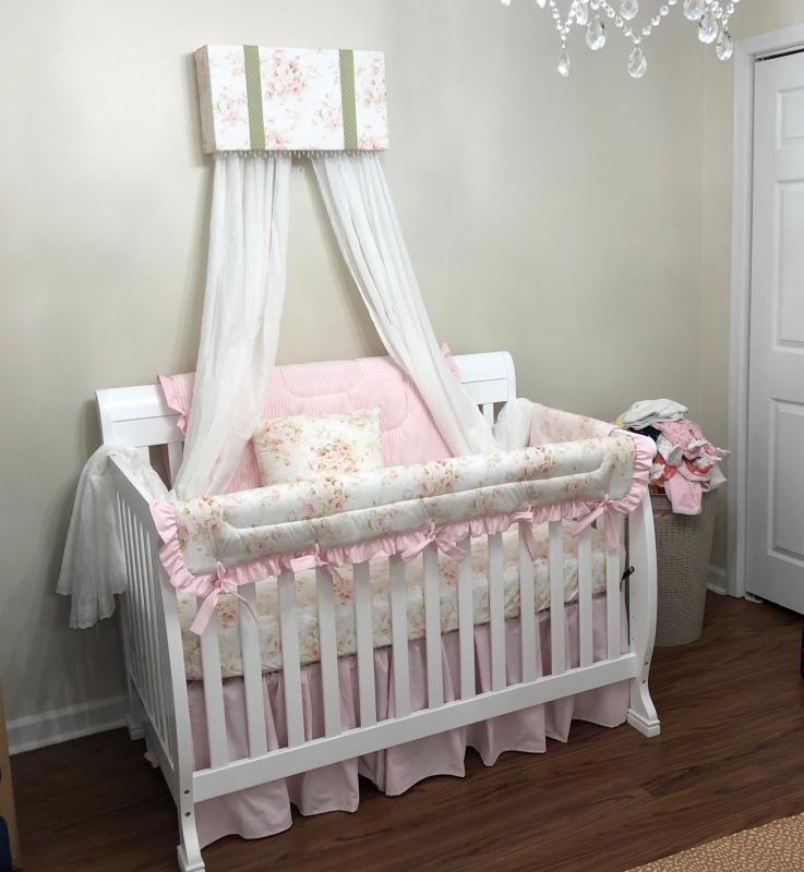 Shabby Chenille Crib Bedding Pink Floral Baby Girl Crib Bedding