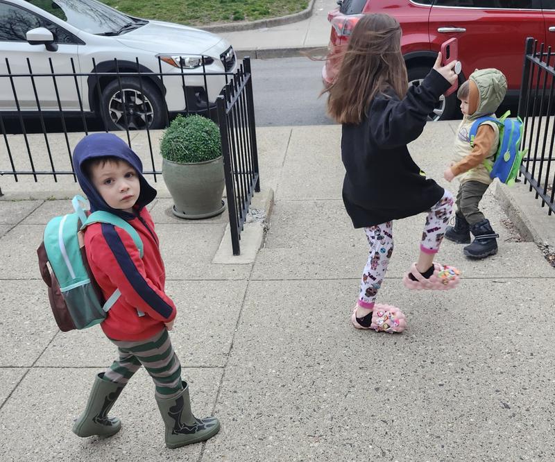 Boys woth the new backpacks