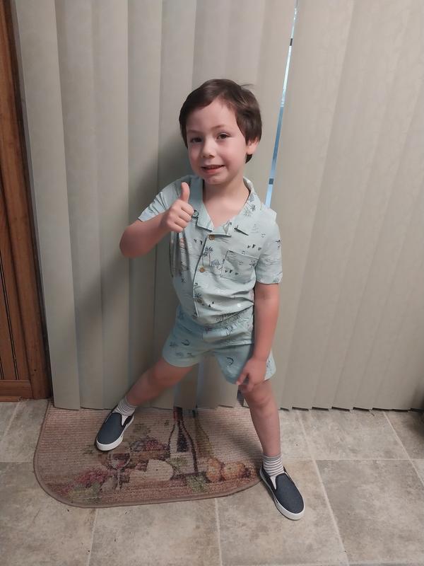 Thumbs Up for this outfit! Carter's slip-shoes are a perfect match!