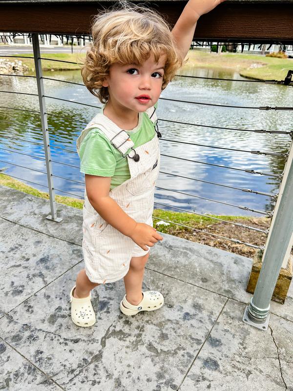 Toddler Carrot Print Striped Shortalls - Cream - OshKosh