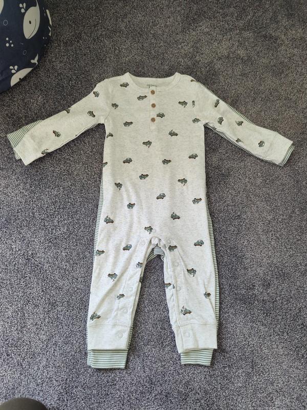Baby Boys Car-Print Coverall & Striped Sleep & Play Coverall, Pack of 2