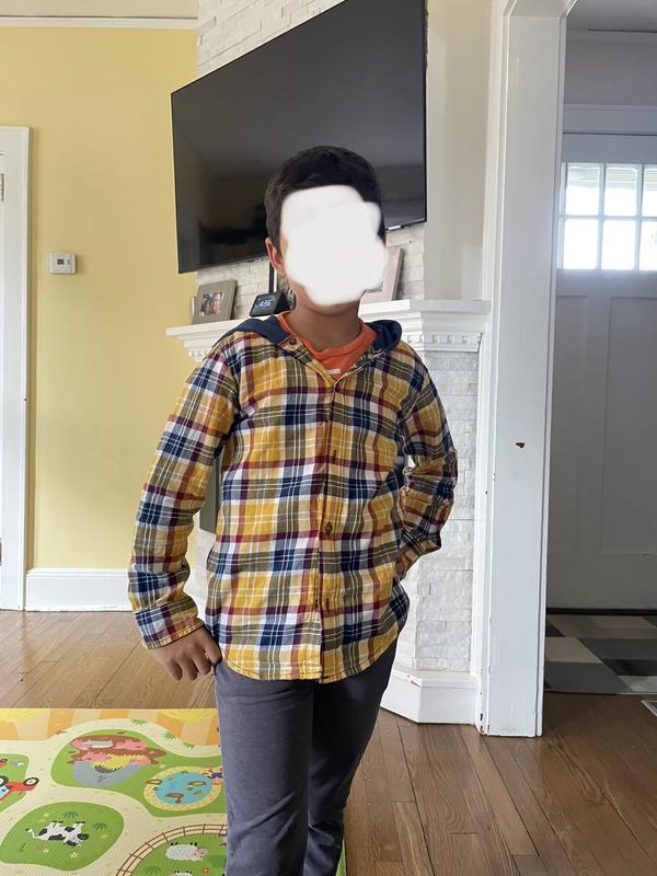 yellow button down shirt