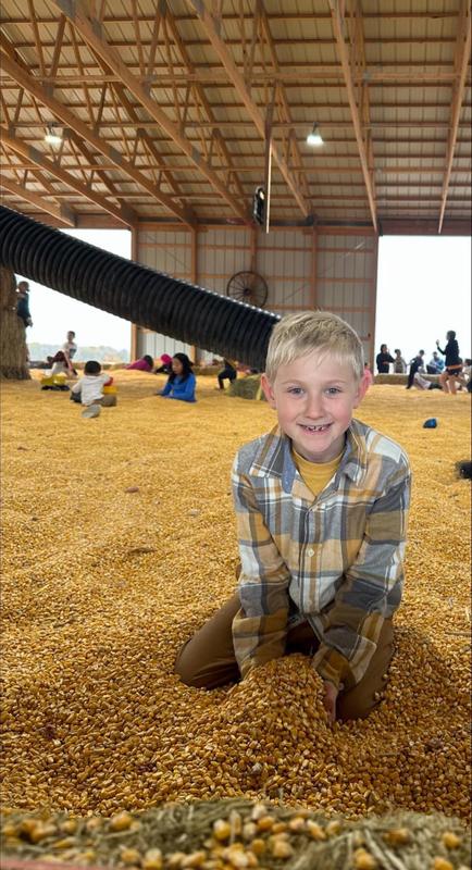 Having fun in the corn pit!