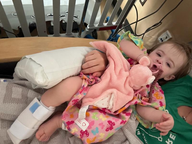 Her in hospital hugging it. We named it fern