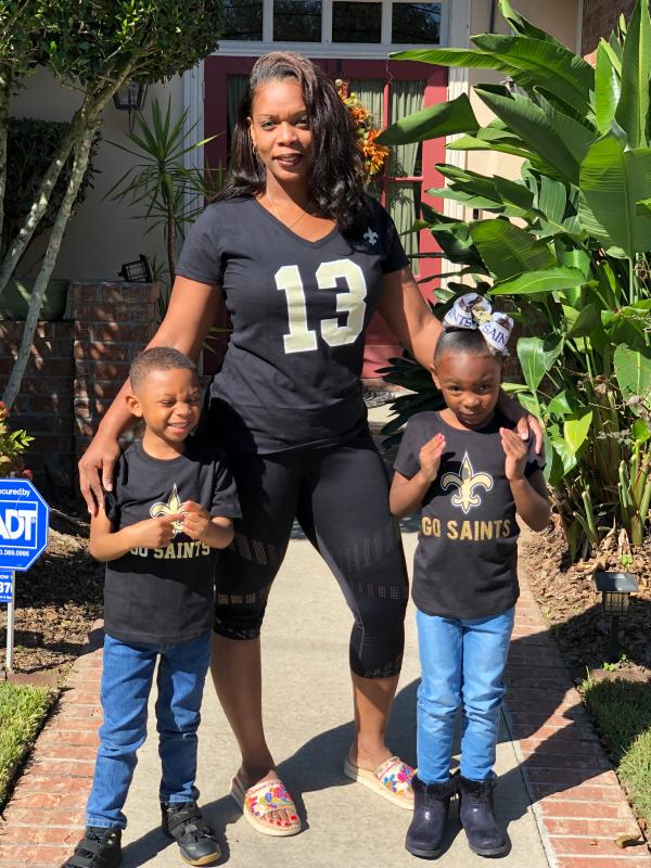My G-babies new Saints shirts