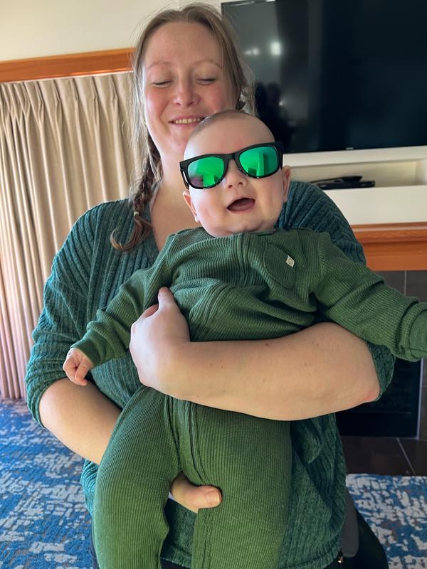 Happy baby loving g his cozy outfit!