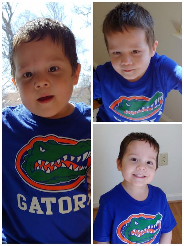 My triplets in the Gator T shirt