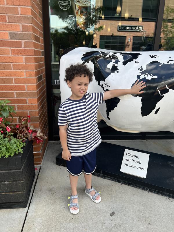 Rocking his new sandals