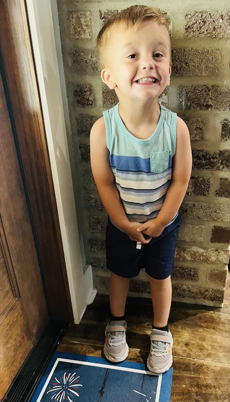 He loves his new comfy shorts!