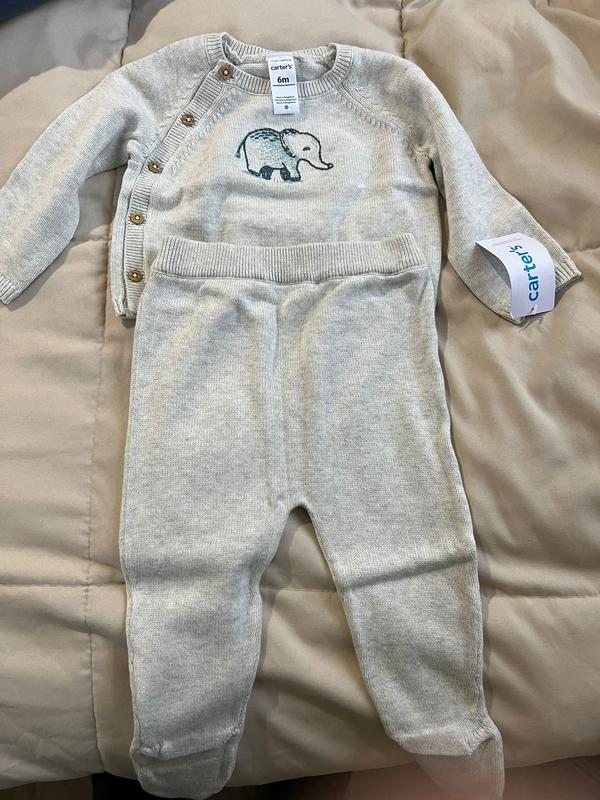 Heather Baby 2-Piece Elephant Sweater & Footed Pant Set | carters.com