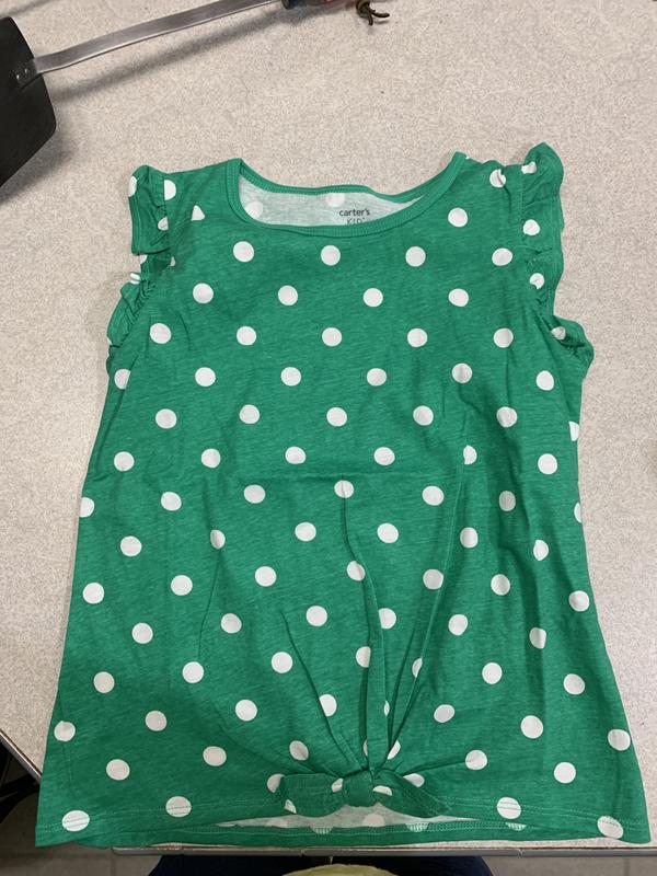Kid green polka dot shirt