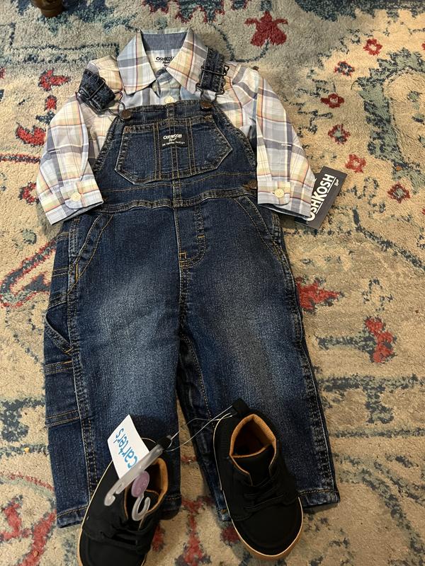 Baby Knit-Like Denim Hickory Stripe Overalls - OshKosh Baby Knit-Like Denim Hickory Stripe Overalls - OshKosh