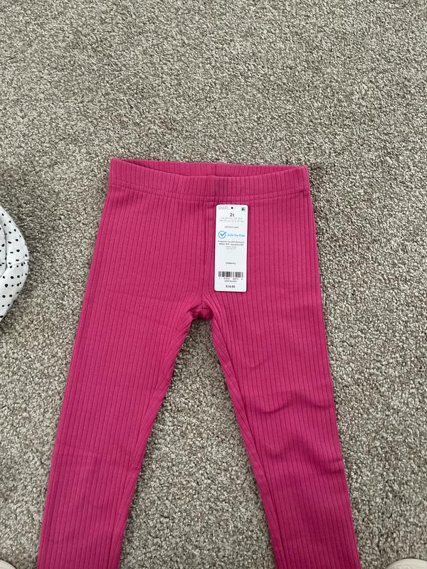 Toddler Girl Cotton Ribbed Stretch Leggings - Pink