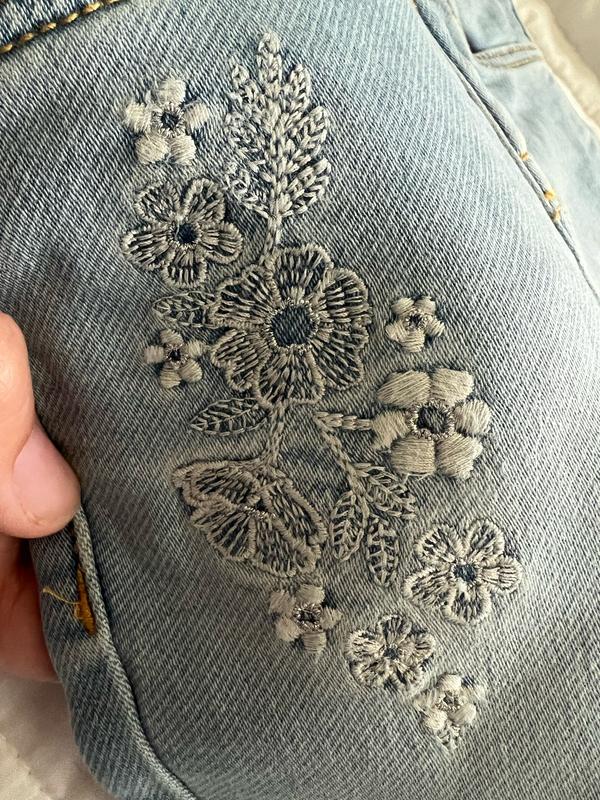 Toddler Embroidered Flowers Iconic Denim Flare Jeans