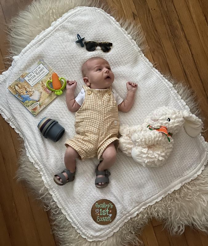 Baby Organic Cotton Gauze Shortalls in Green - Little Planet