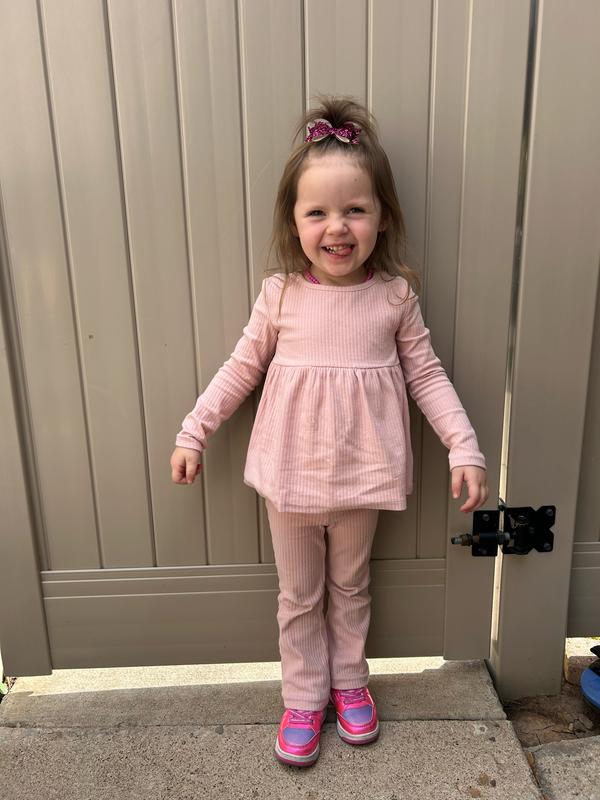 Toddler Girl Cotton Ribbed Stretch Leggings - Pink