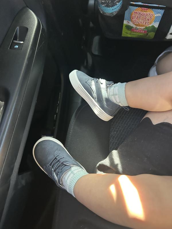 Baby wearing his new shoes. Comfortable, easy to put on shoes