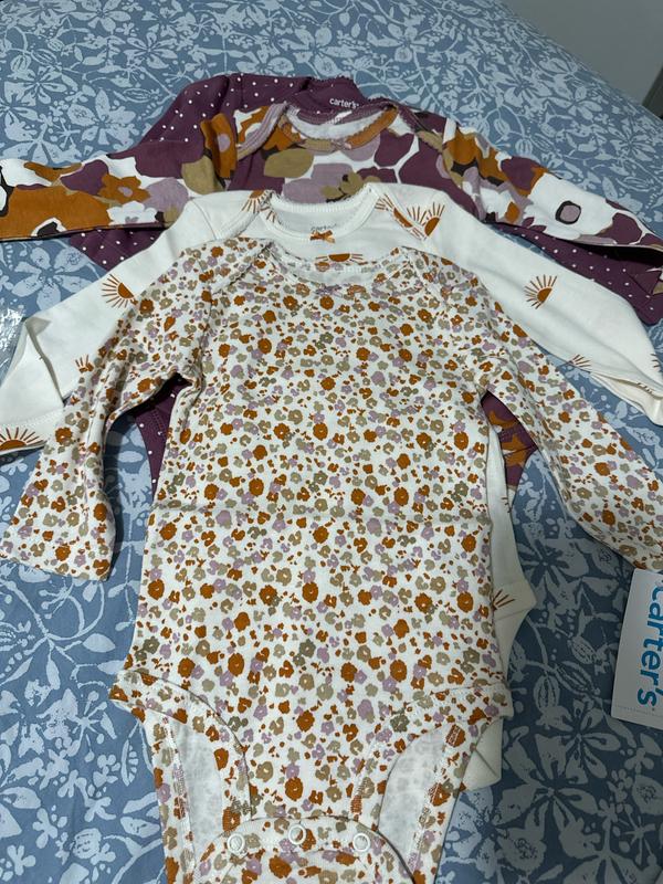 Baby 4-Pack Long-Sleeve Floral & Polka Dot Bodysuits