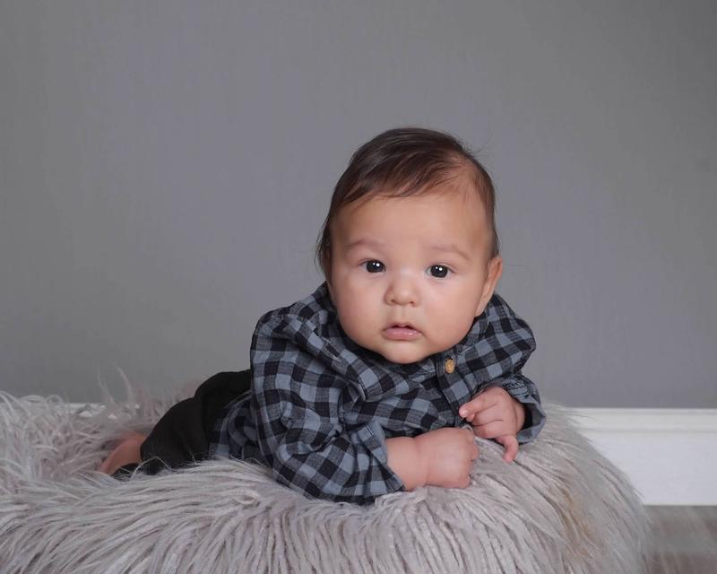 3 month portait outfit laying on tummy