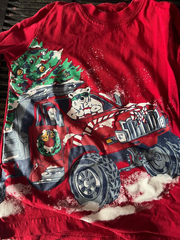 Red Monster Truck Christmas Jersey Tee