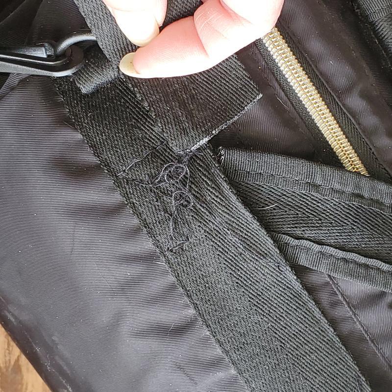 Where bag is coming apart.