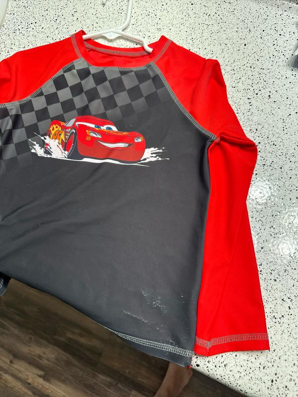 Toddler Boy Disney© Cars Long-Sleeve Rashguard Swim Top Red