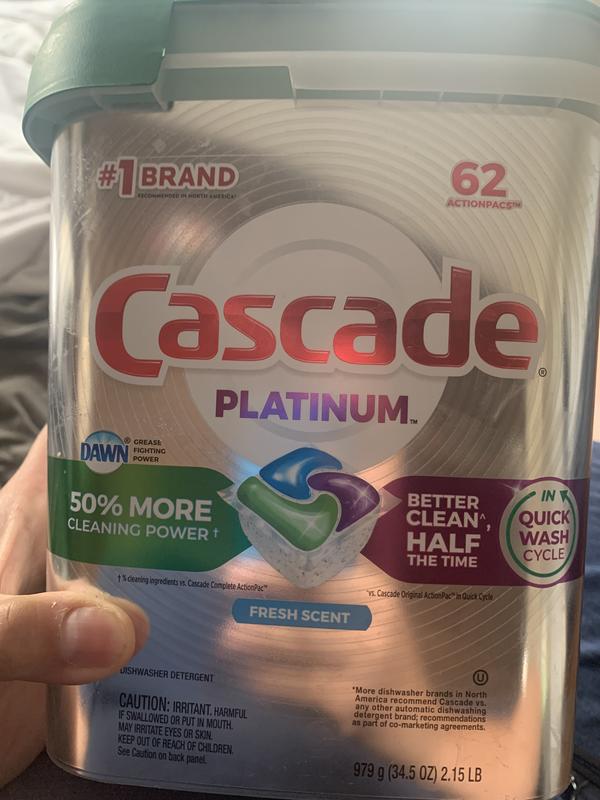 Cascade Platinum Plus Fresh ActionPacs Dishwasher Detergent Pods, 17 ct -  Kroger