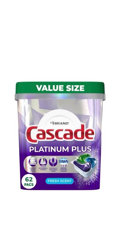 Cascade Platinum 2024 Plus Dishwasher Pods, ActionPacs Detergent Lemon 70 Count *Read