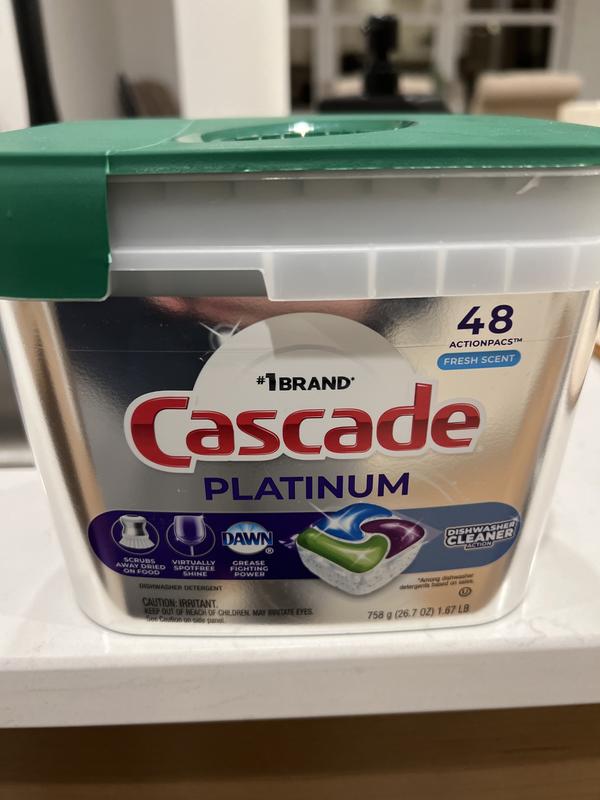 Cascade Platinum ActionPacs Dishwasher Detergent Pods, Fresh Scent, 36-Ct.  Tub