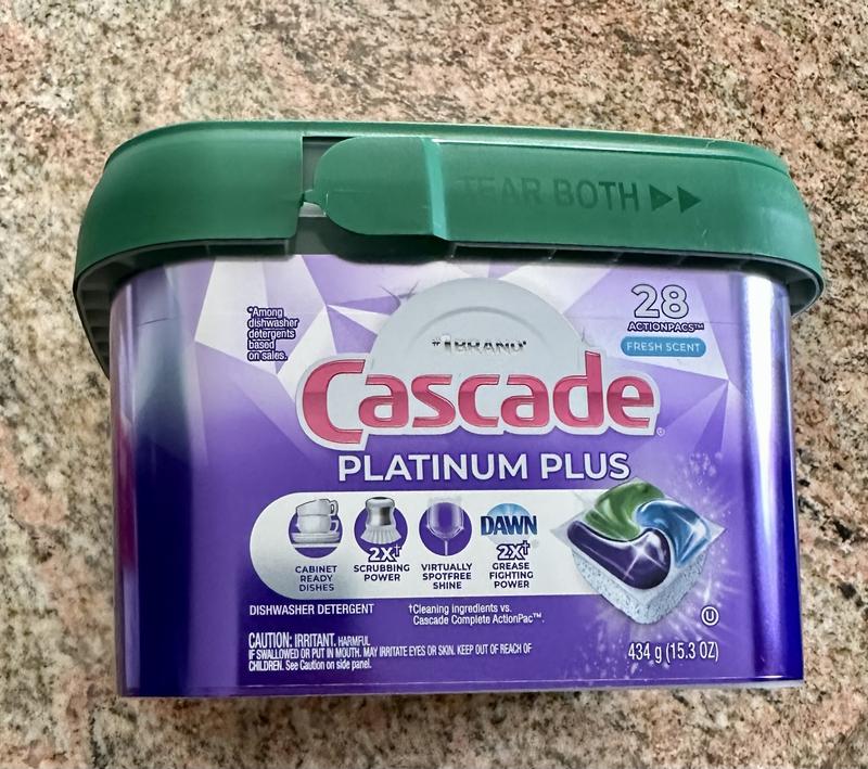 Cascade Platinum ActionPacs Dishwasher Detergent Pods, Lemon, 48