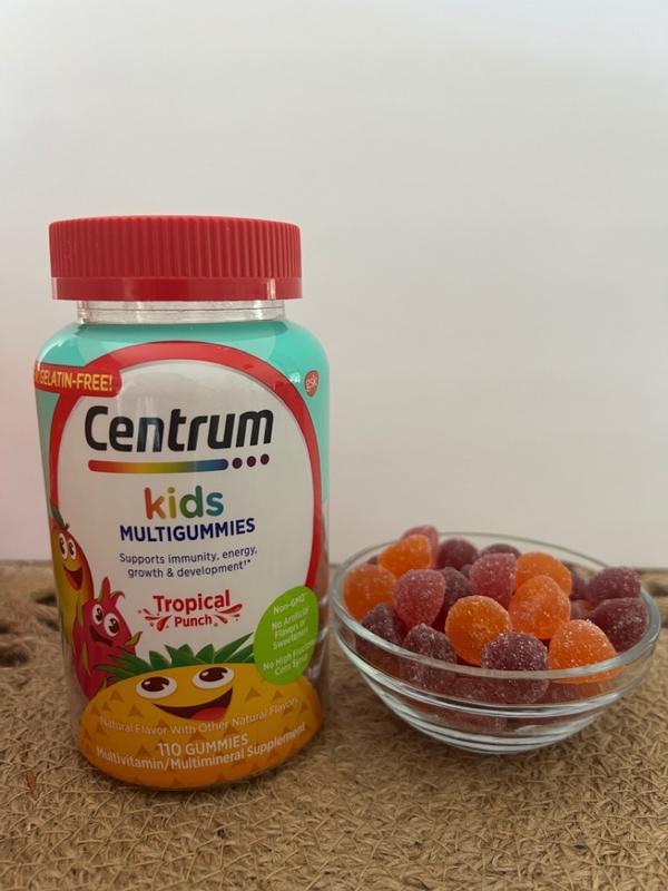 Centrum Kids, 110 gomitas, Vitaminas para niños, Multivitaminico, Non-GMO,  Multigummies, Tropical Punch
