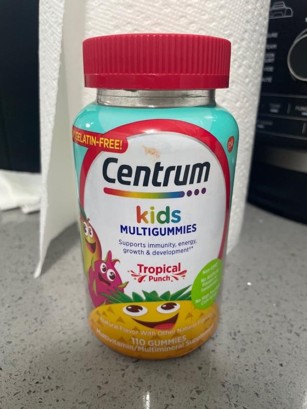 Centrum Kids, 110 gomitas, Vitaminas para niños, Multivitaminico, Non-GMO,  Multigummies, Tropical Punch