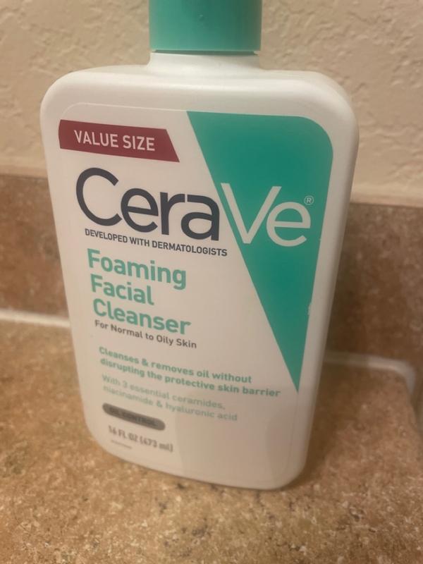 CeraVe Fragrance-Free Face Cleanser, Foaming Face Wash with Hyaluronic Acid